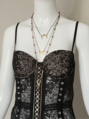 Lucky Brand Tiered Necklace Y-drop Pendant Y2K Boho Fairycore Detachable Strands